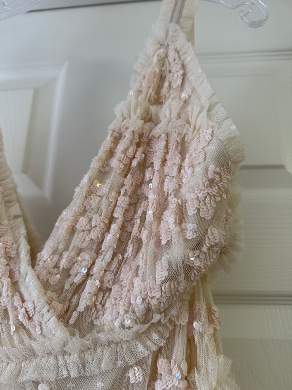 Needle & Thread Blush Cream Tiered Midi Dress - Picture 4 of 9